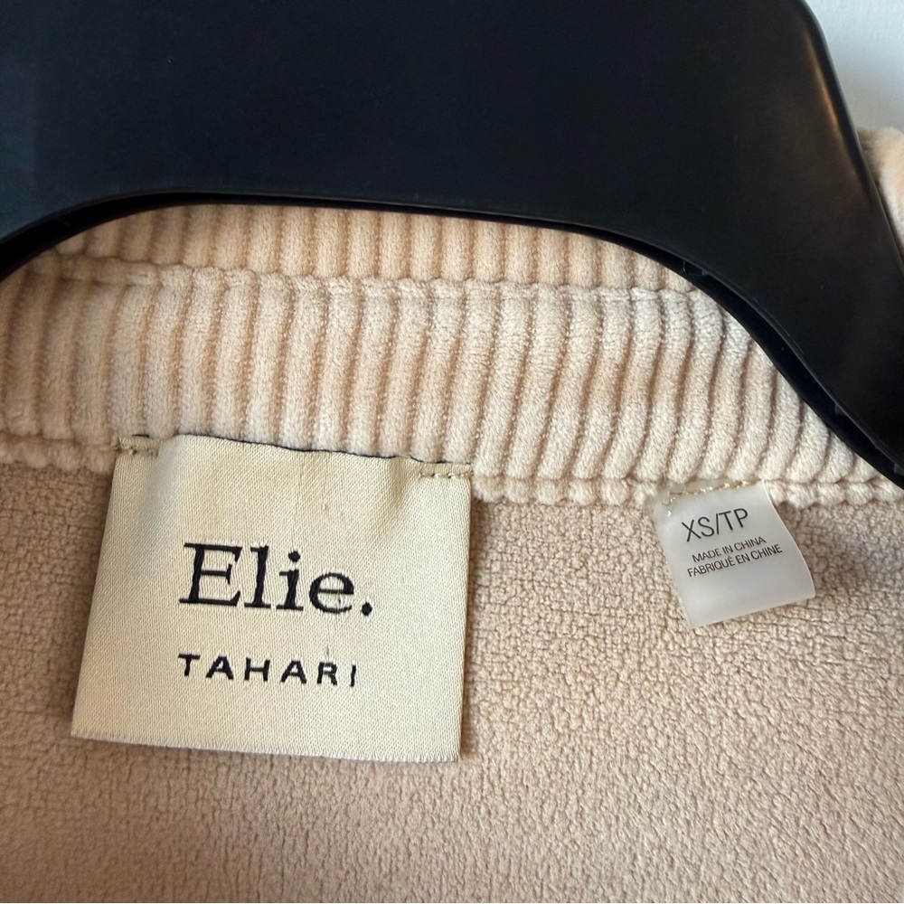 Elie Tahari Cropped‎ Velvet Corduroy Utility Jacket Beige XS Shaket - Picture 2 of 7